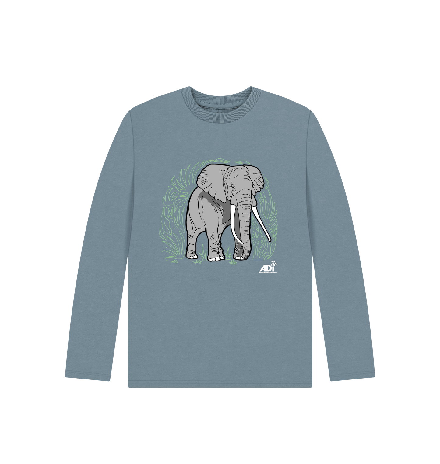 Stone Blue Printed Kids T-Shirt Front