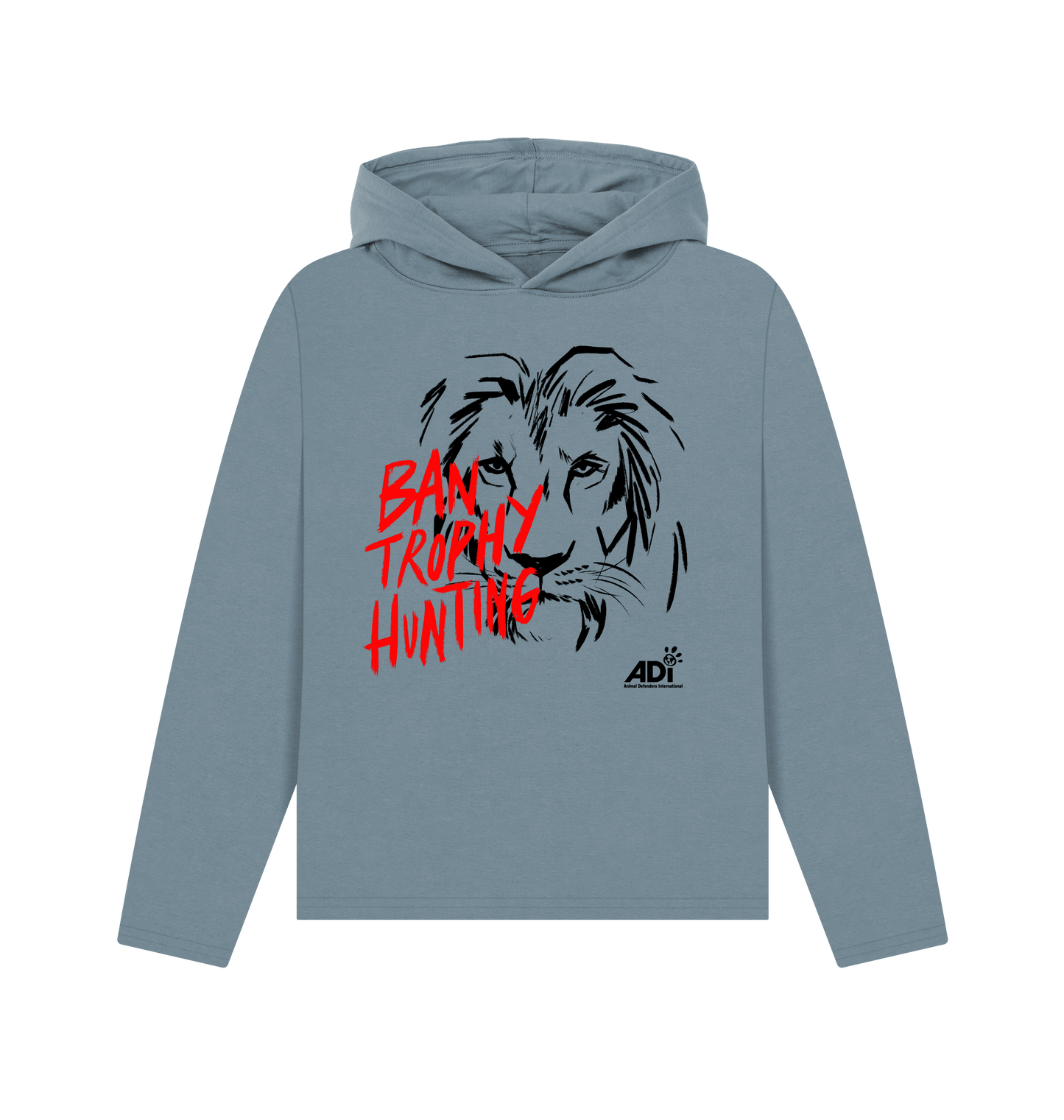 Stone Blue Printed Hoody Front