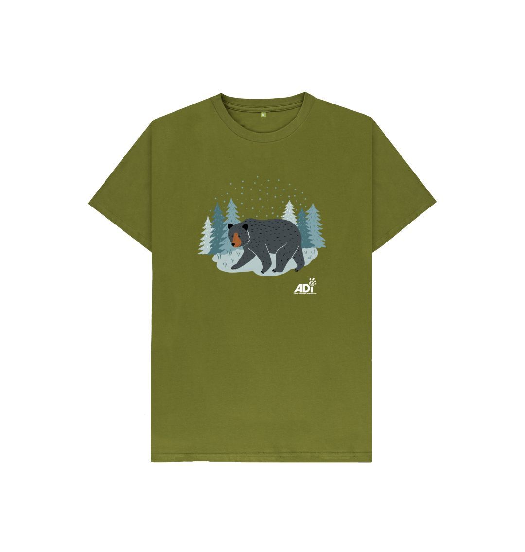Moss Green Winter Bear Kids T-Shirt