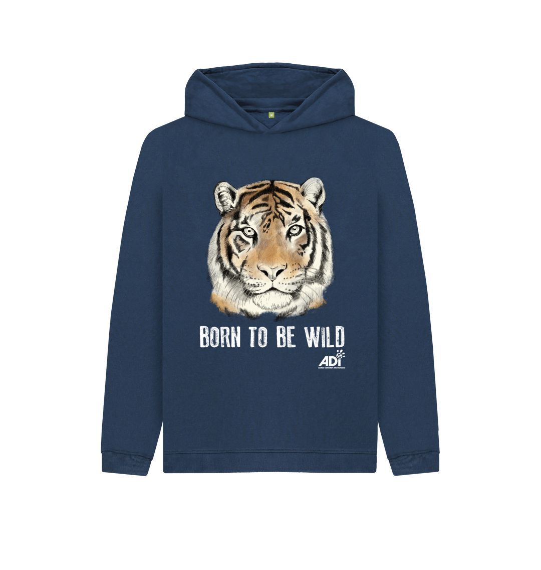 Navy Blue Born To Be Wild Dark Kids Hoody