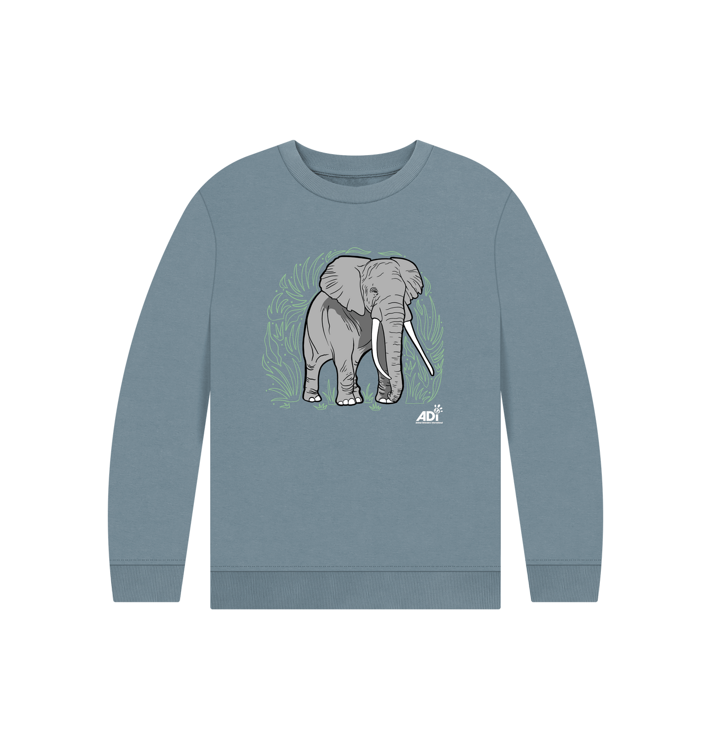 Stone Blue Printed Kids Jumper Front