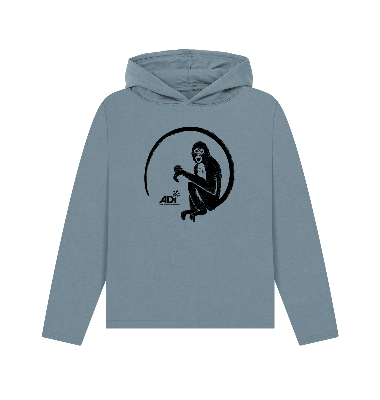 Stone Blue Printed Hoody Front