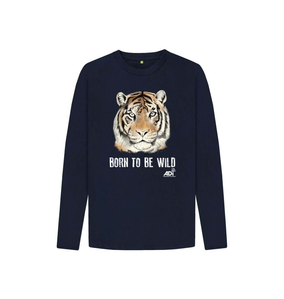 Navy Blue Born To Be Wild Dark Kids Long Sleeved Kids T-shirt