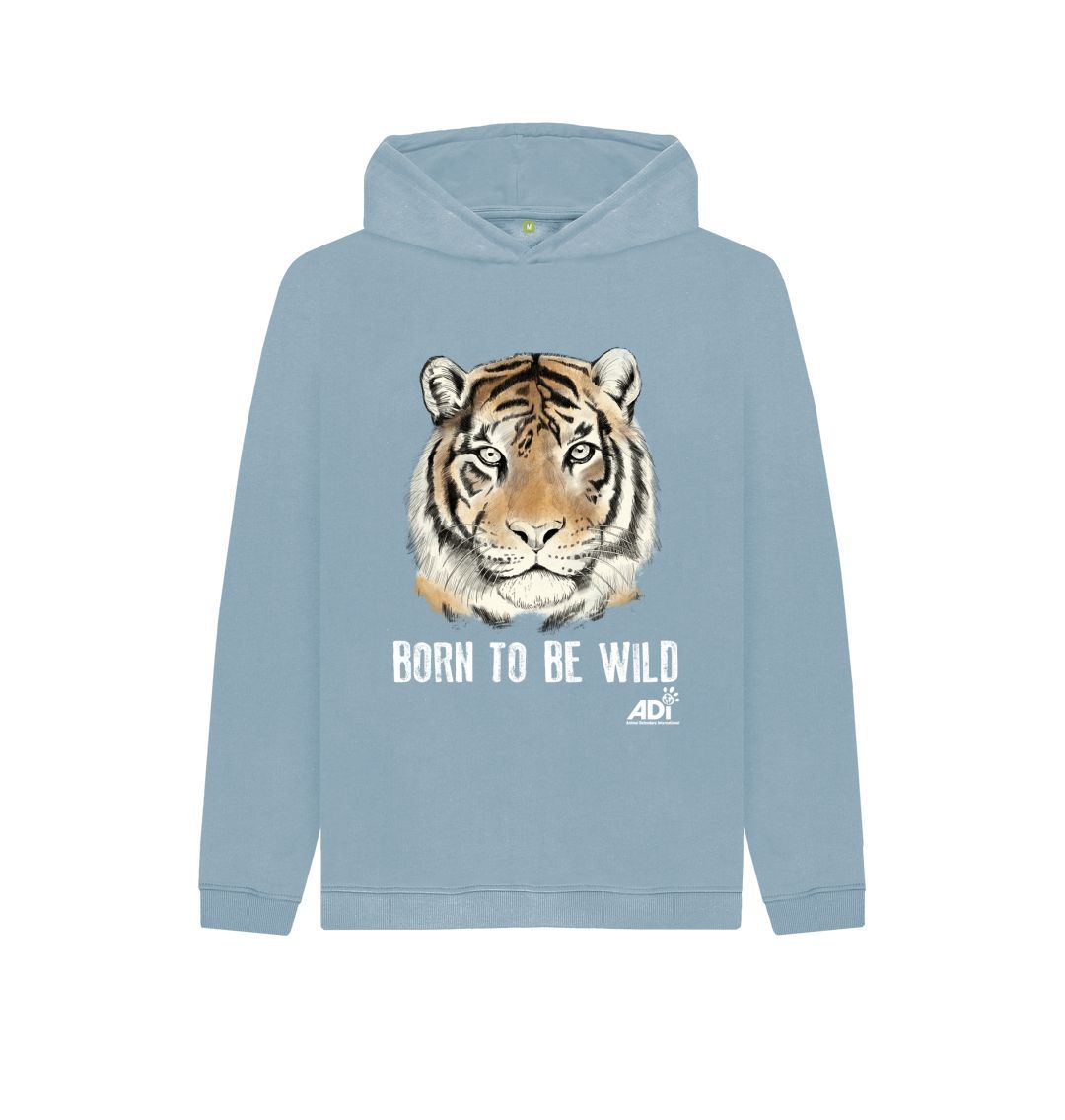 Stone Blue Born To Be Wild Dark Kids Hoody
