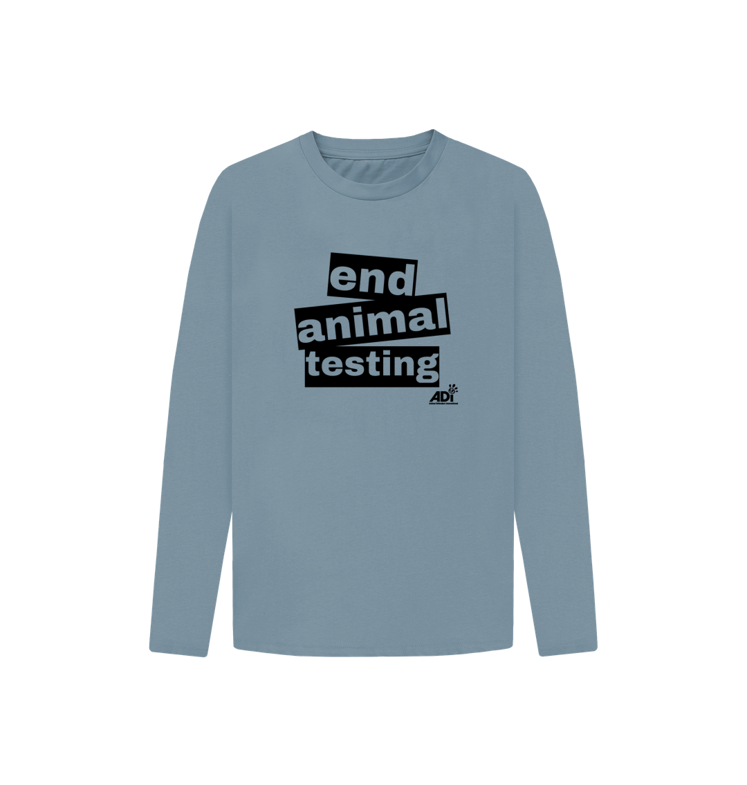 Stone Blue End Animal Testing Kids Long-Sleeved T-Shirt