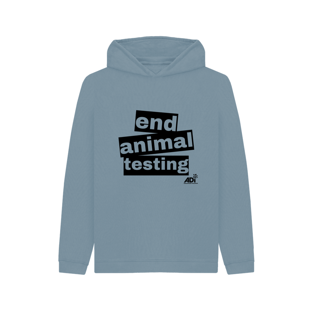 Stone Blue End Animal Testing Kids Hoody