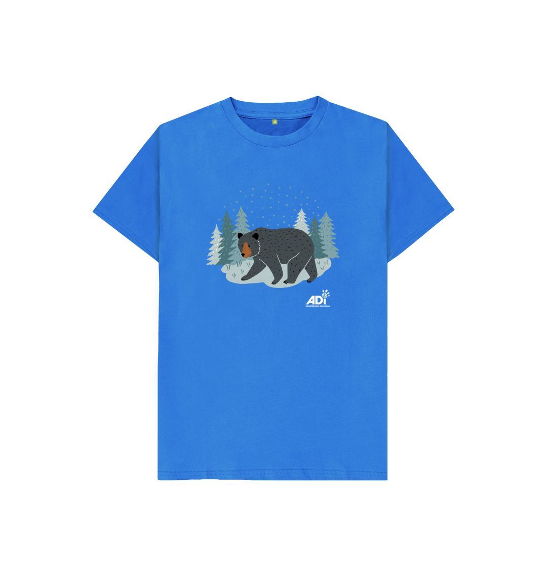 Bright Blue Winter Bear Kids T-Shirt