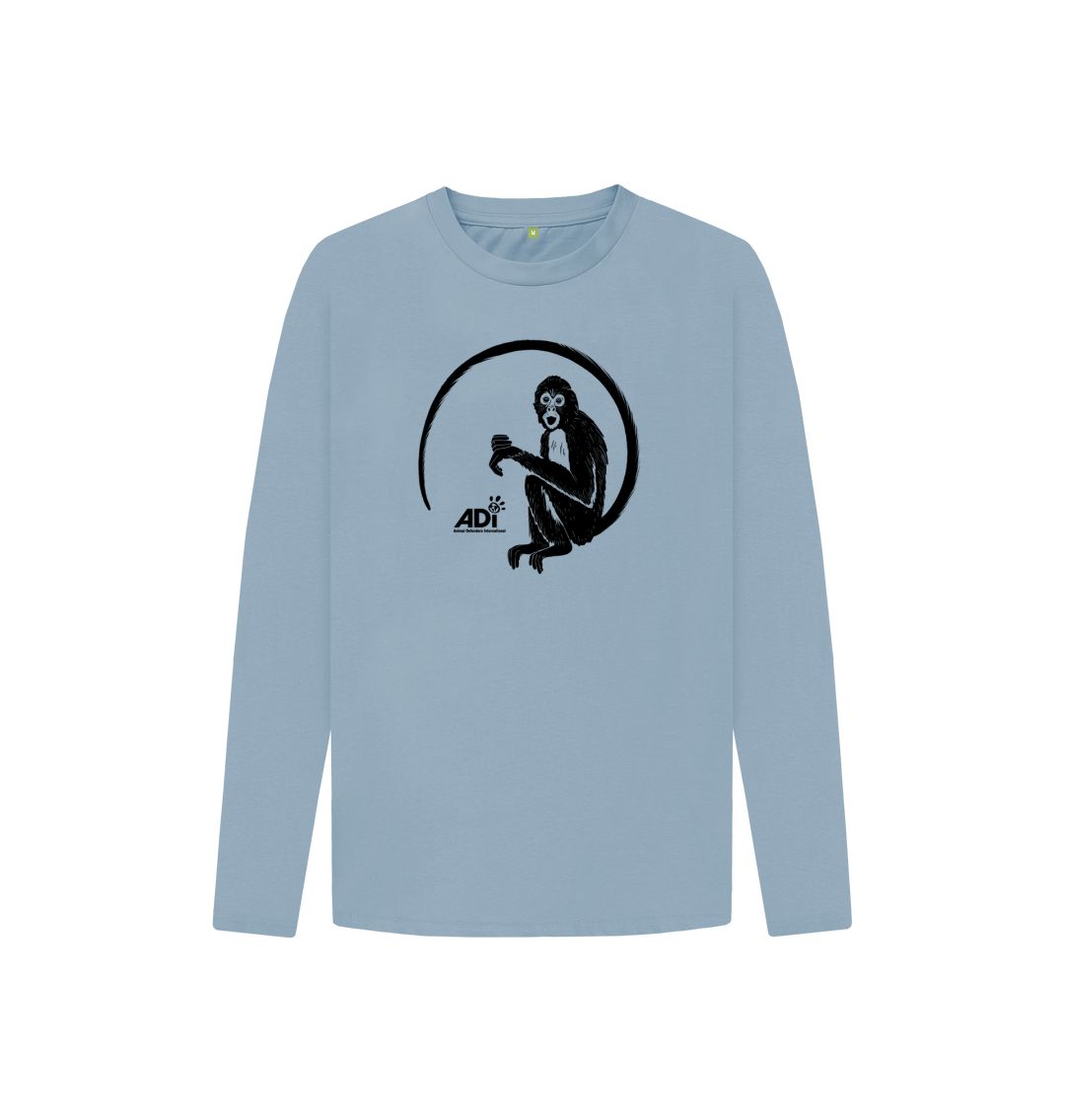 Stone Blue Spider Monkey Kids Long-Sleeved T-shirt