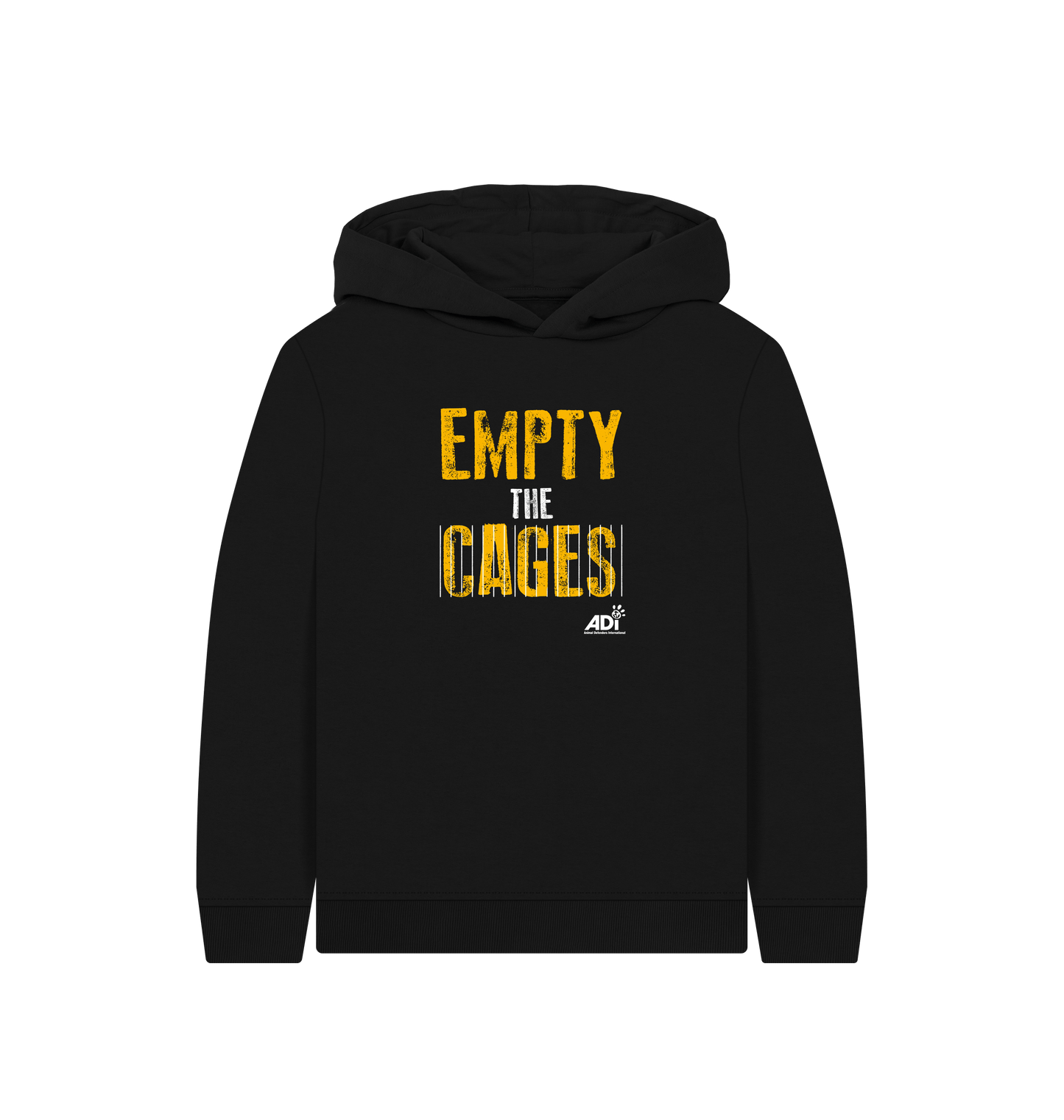Black Printed Kids Hoodie Front