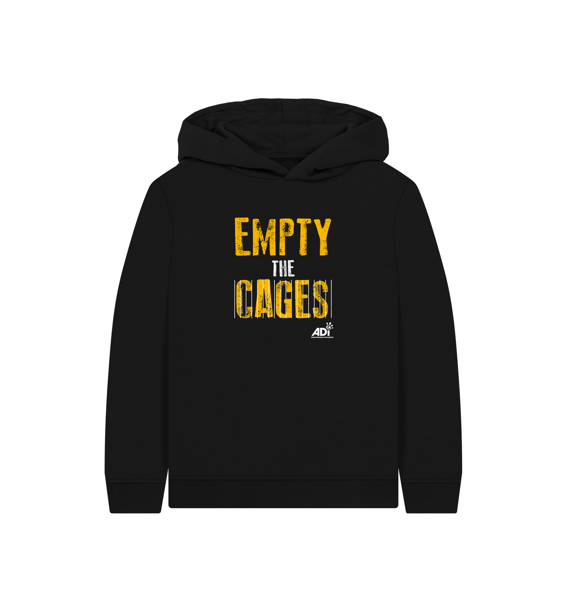 Black Printed Kids Hoodie Front