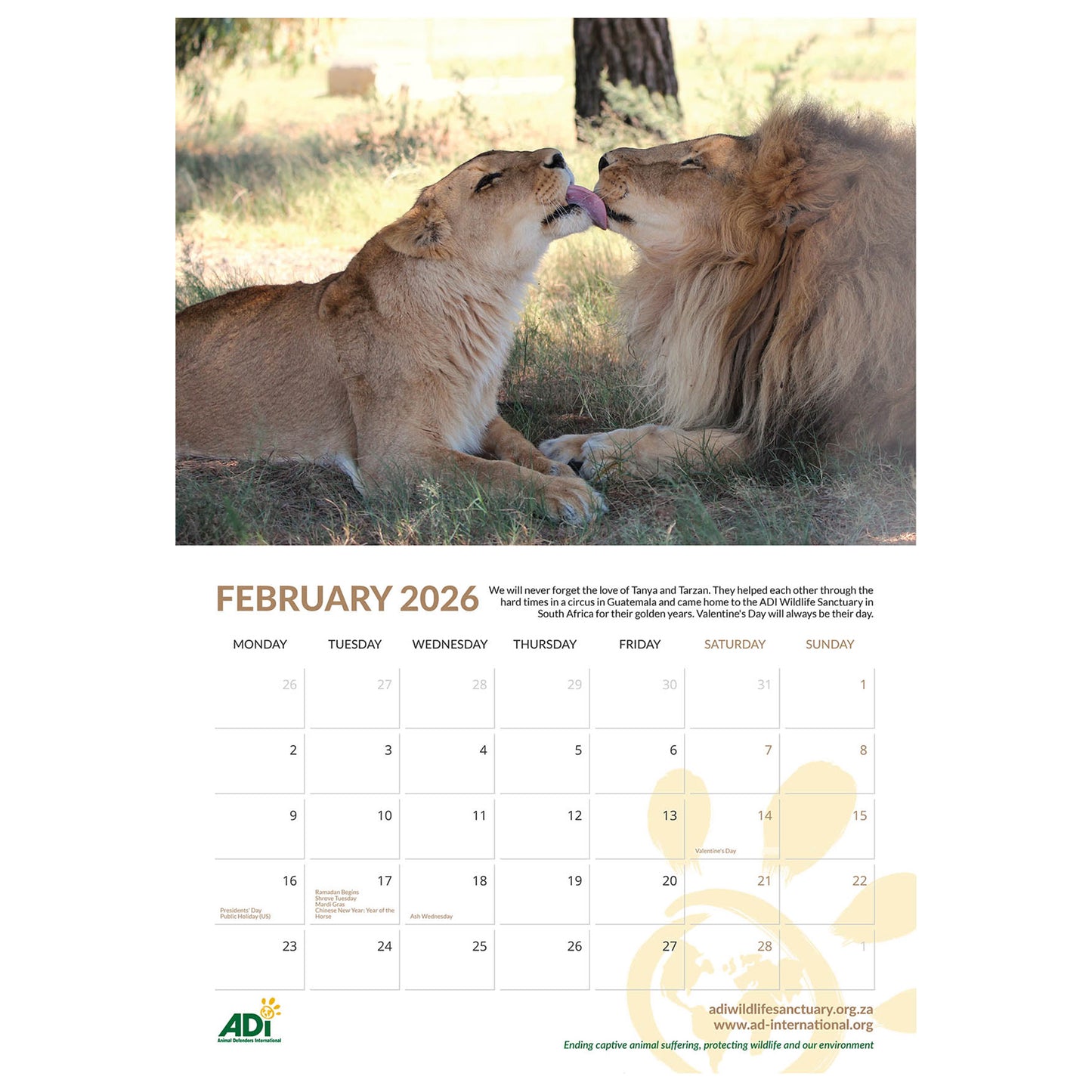 ADI Animal Rescue Calendar 2026