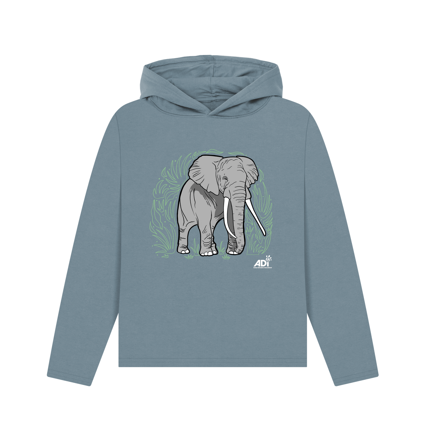 Stone Blue Printed Hoody Front
