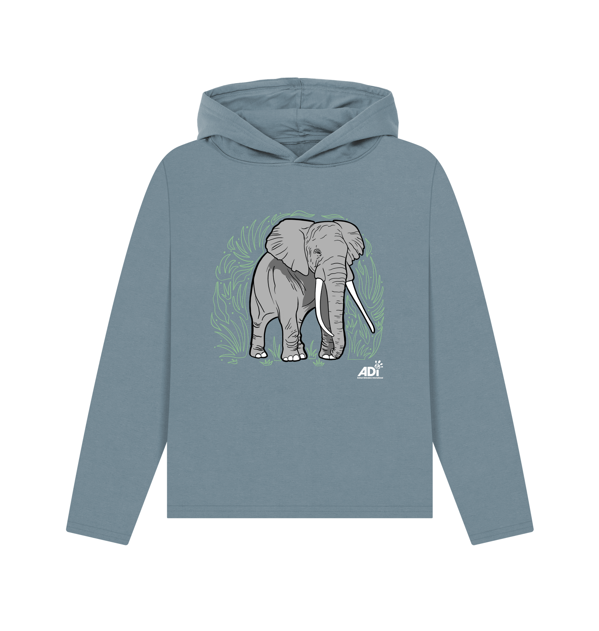 Stone Blue Printed Hoody Front