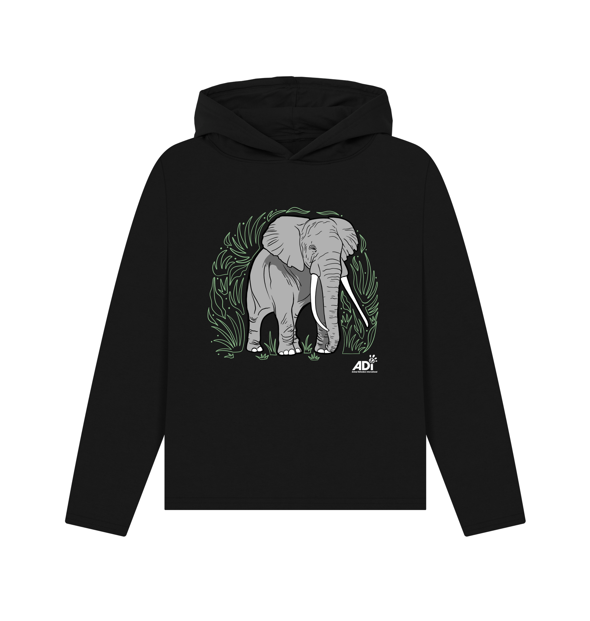 Black Printed Hoody Front