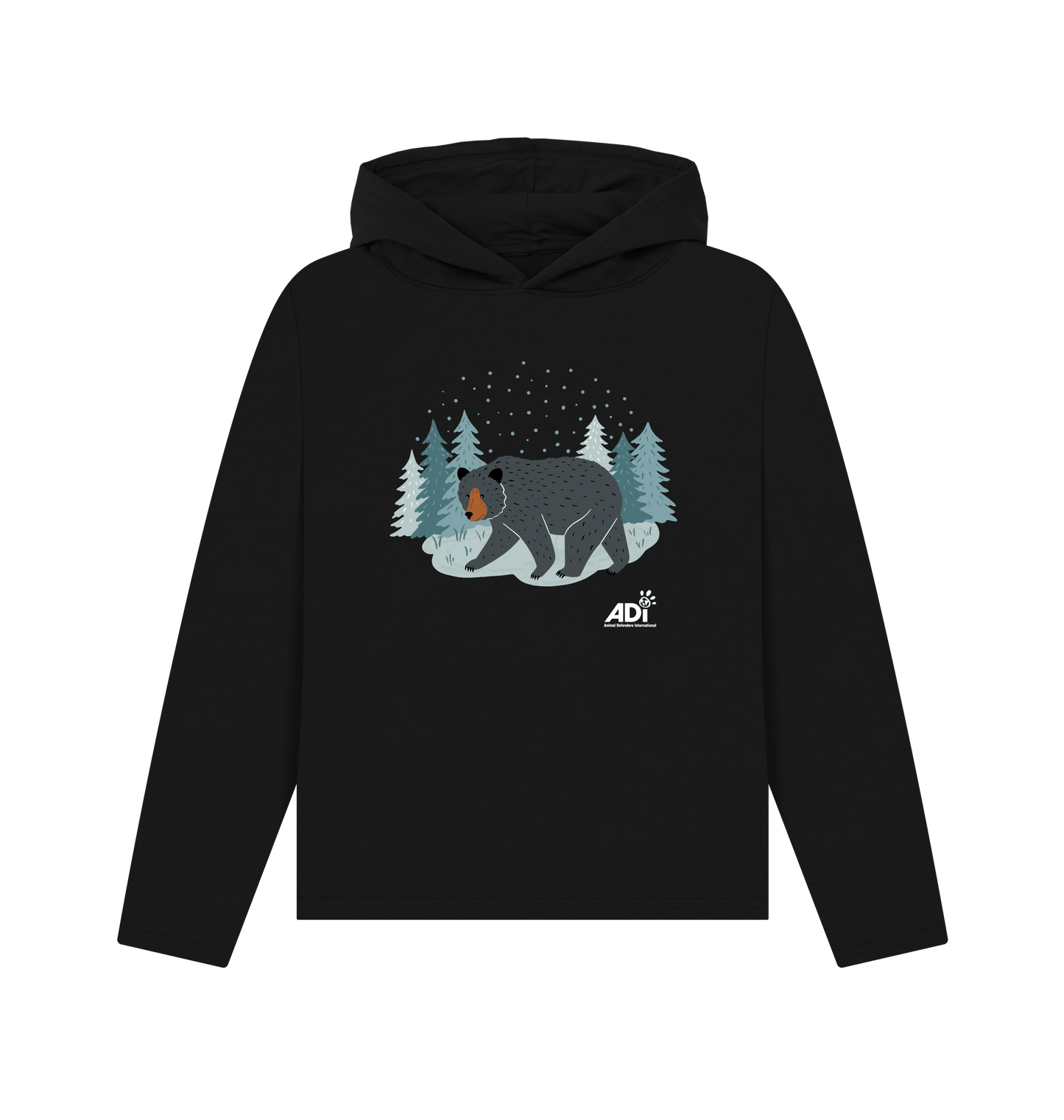 Black Printed Hoody Front