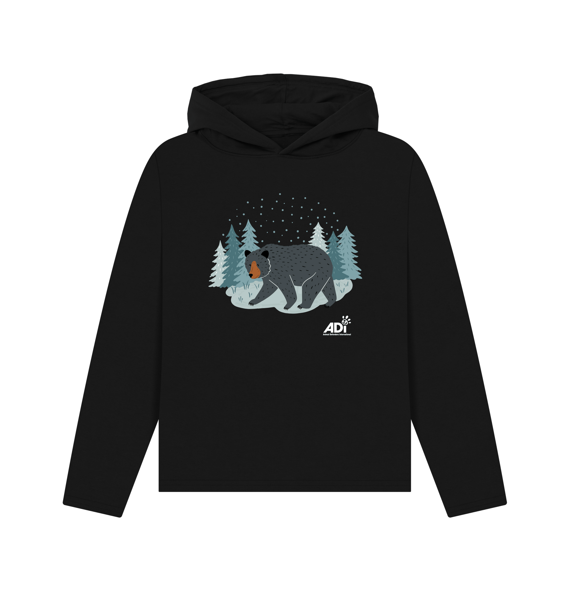 Black Printed Hoody Front