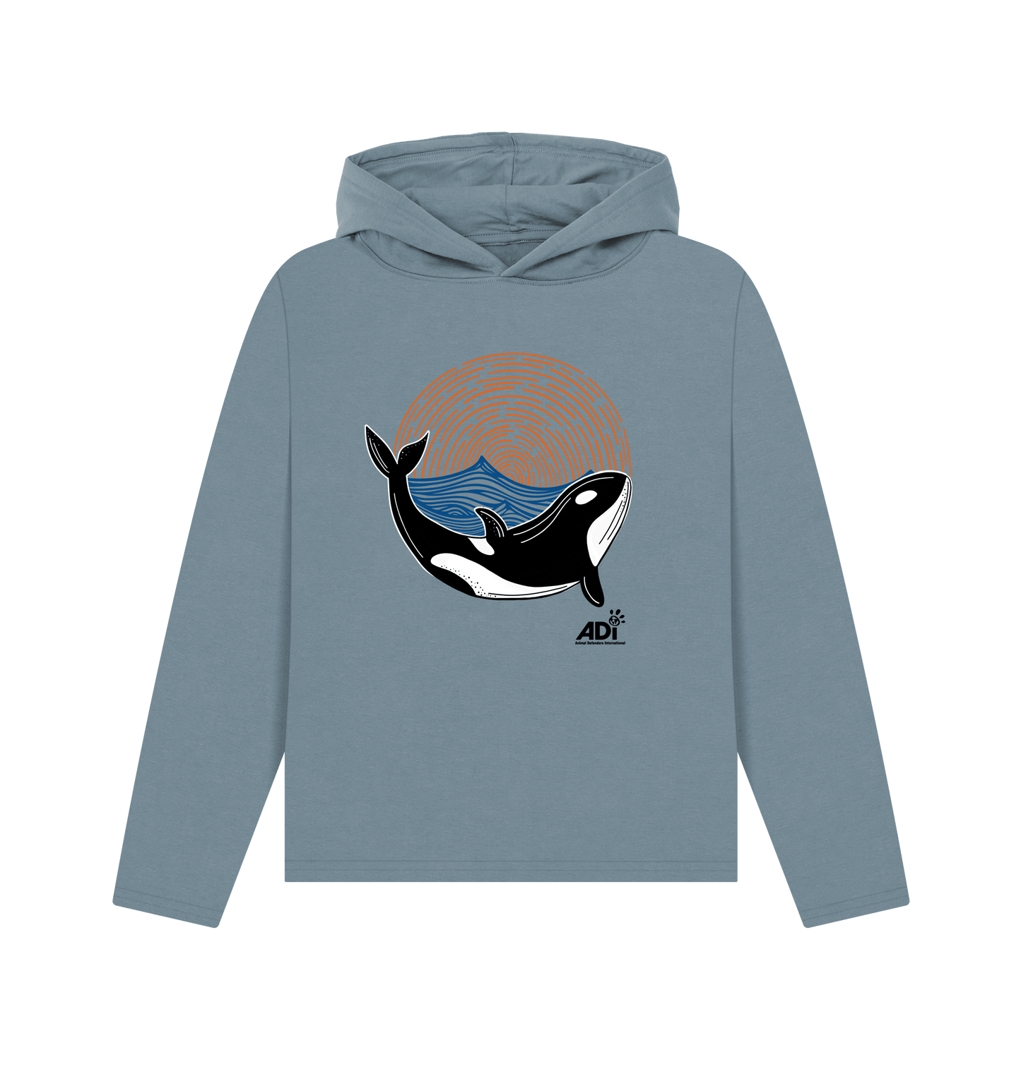 Stone Blue Printed Hoody Front