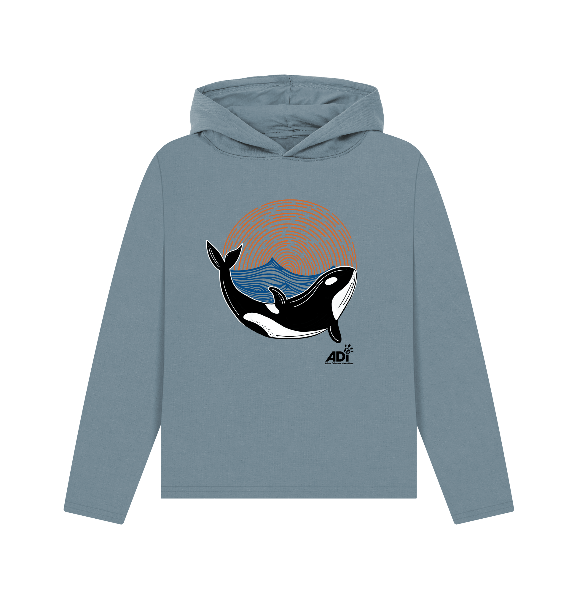 Stone Blue Printed Hoody Front