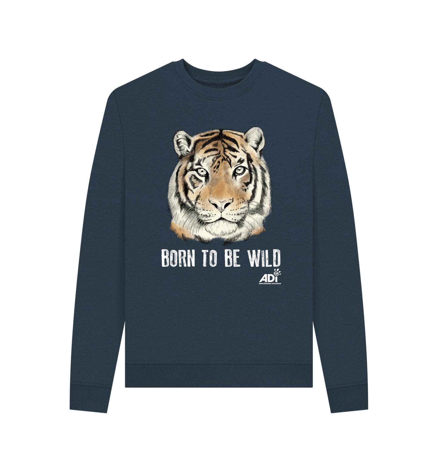 Navy Blue Printed Sweater Front