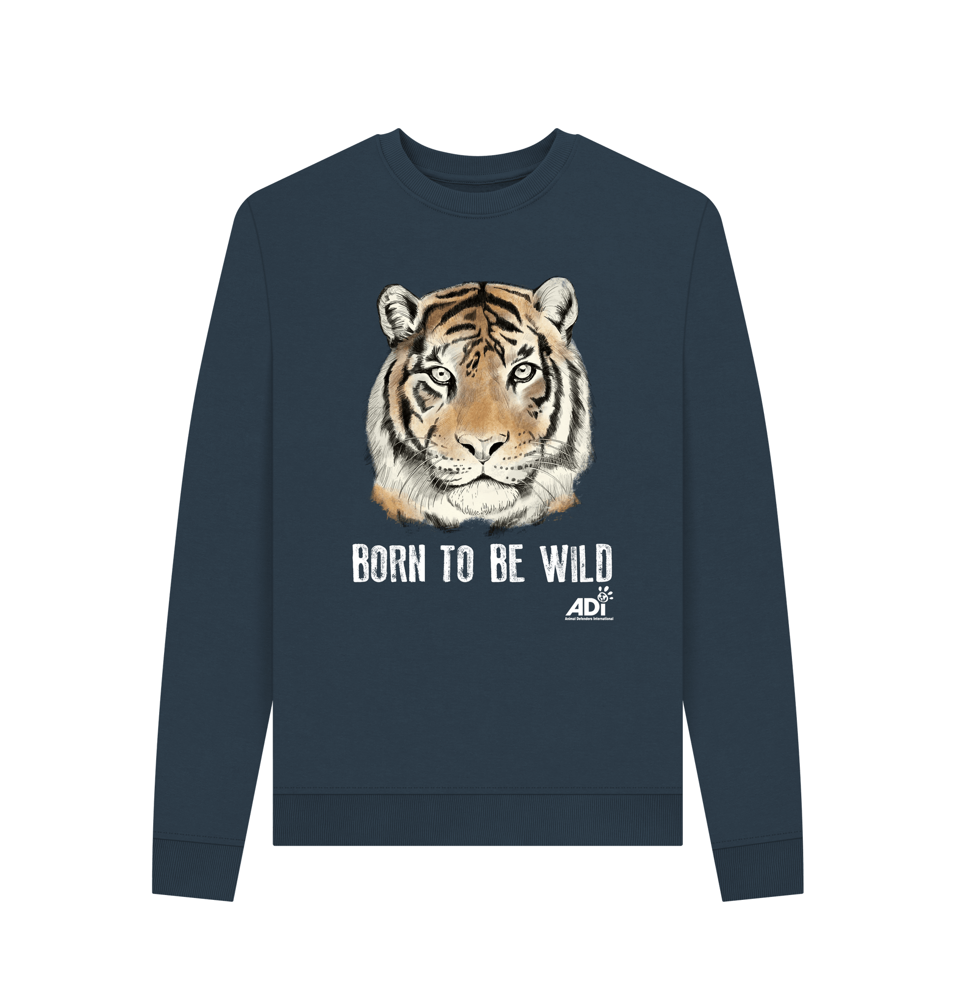 Navy Blue Printed Sweater Front