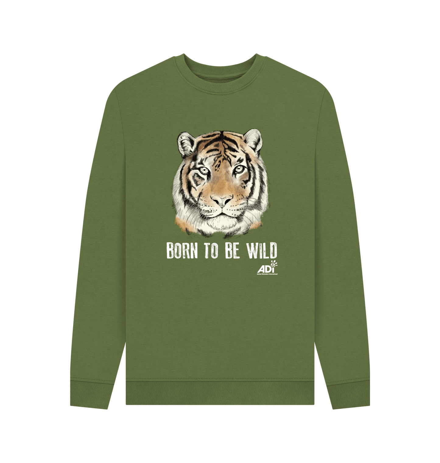 Khaki Printed Sweater Front