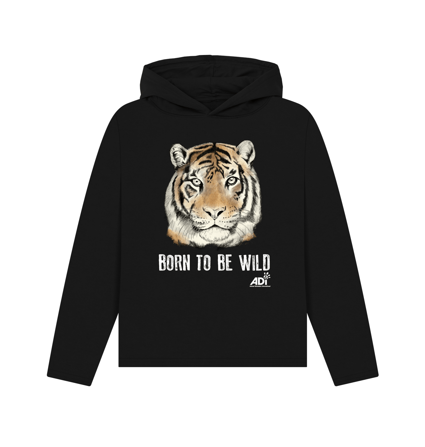 Black Printed Hoody Front