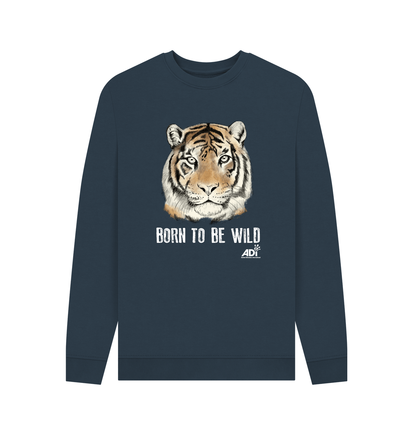 Navy Blue Printed Sweater Front