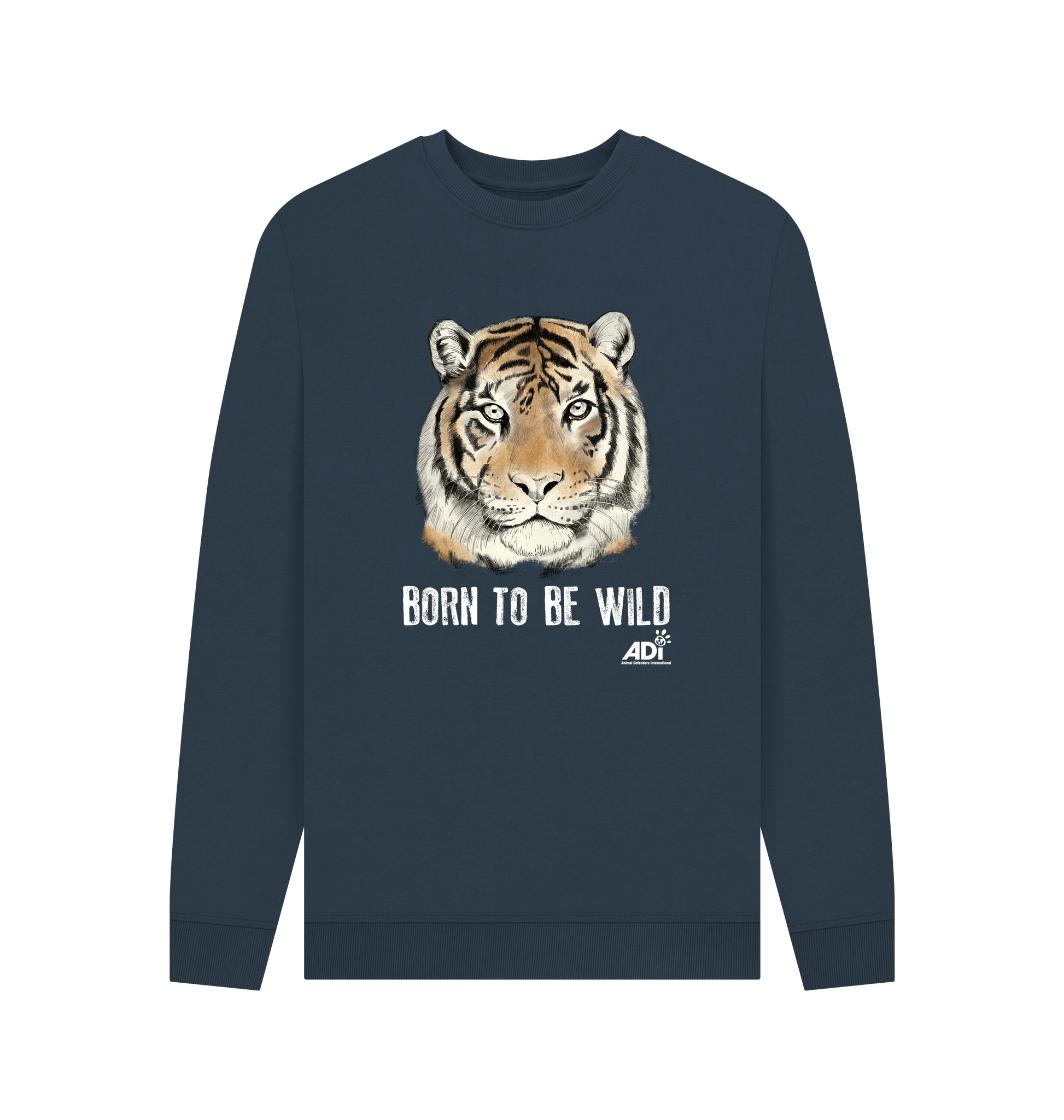 Navy Blue Printed Sweater Front