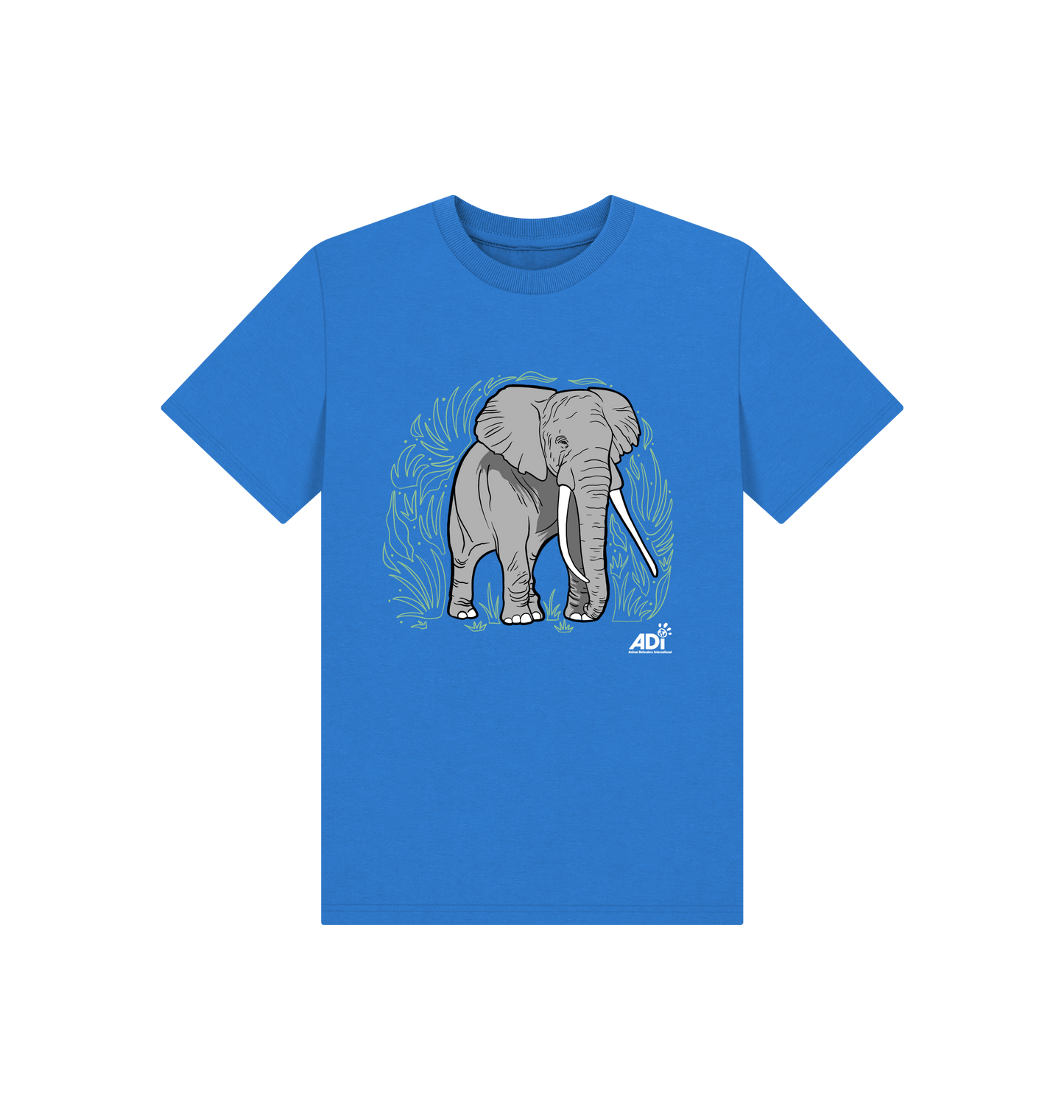 Bright Blue Printed Kids T-Shirt Front