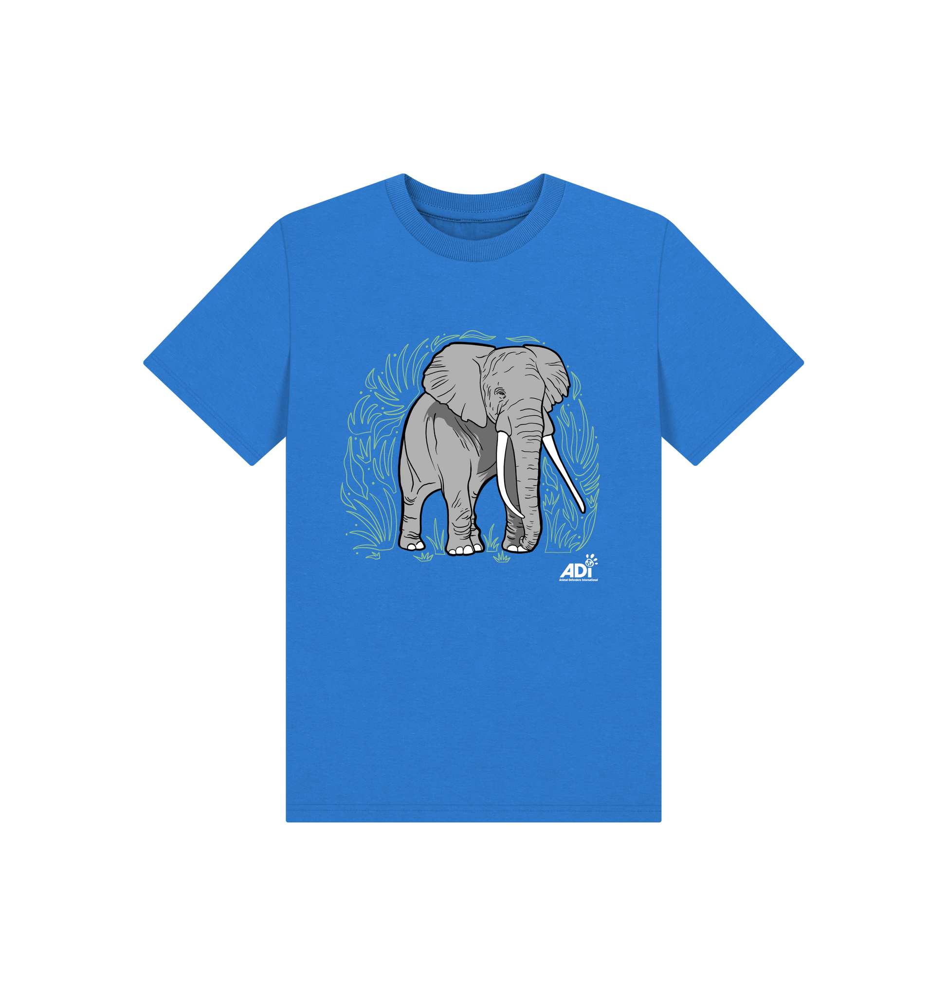 Bright Blue Printed Kids T-Shirt Front
