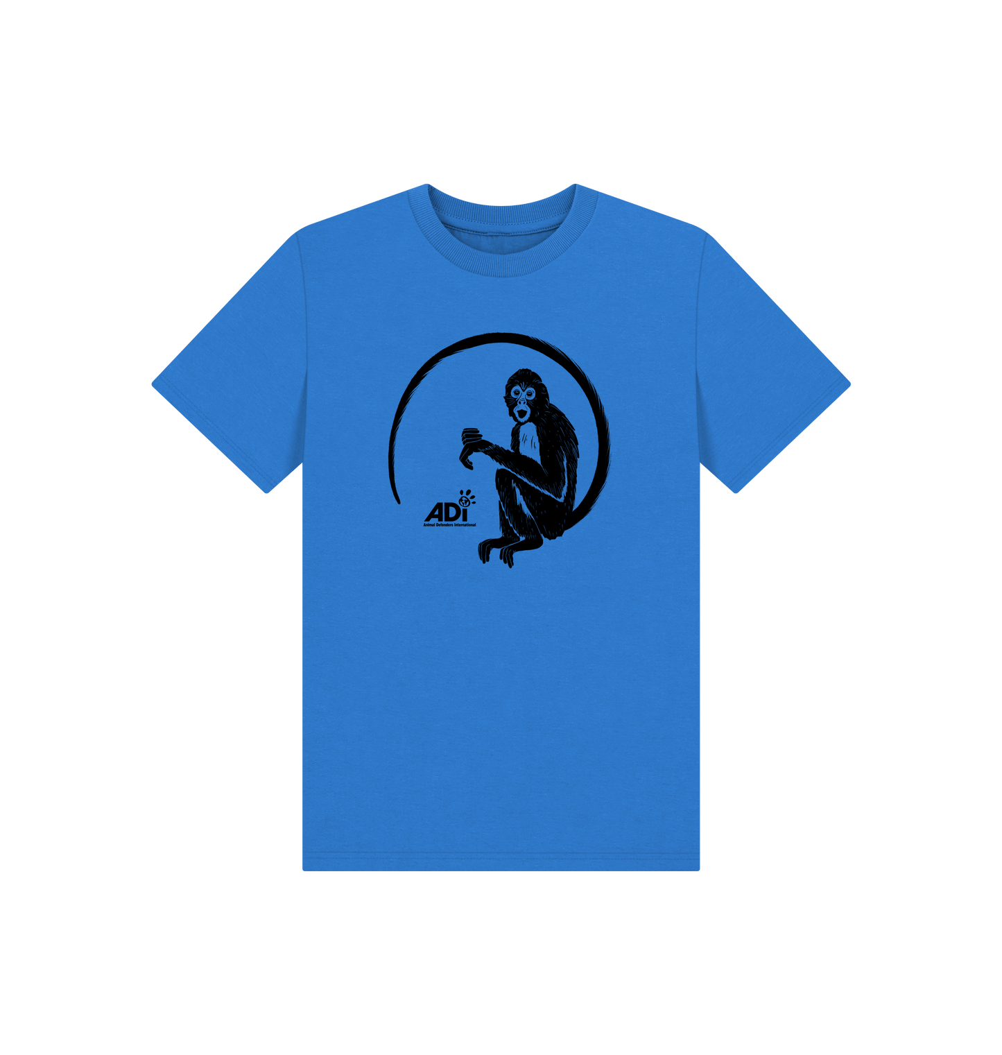 Bright Blue Printed Kids T-Shirt Front