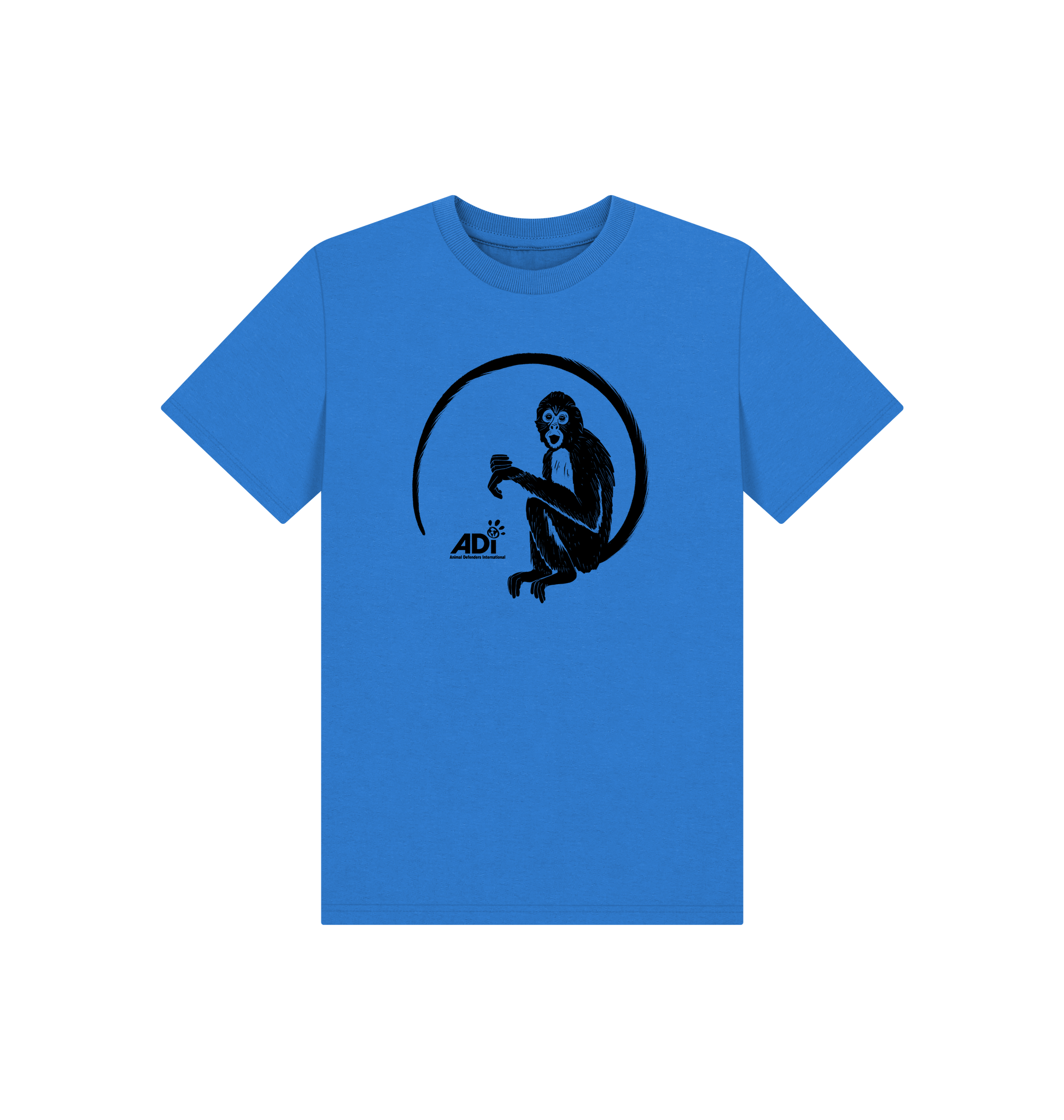 Bright Blue Printed Kids T-Shirt Front