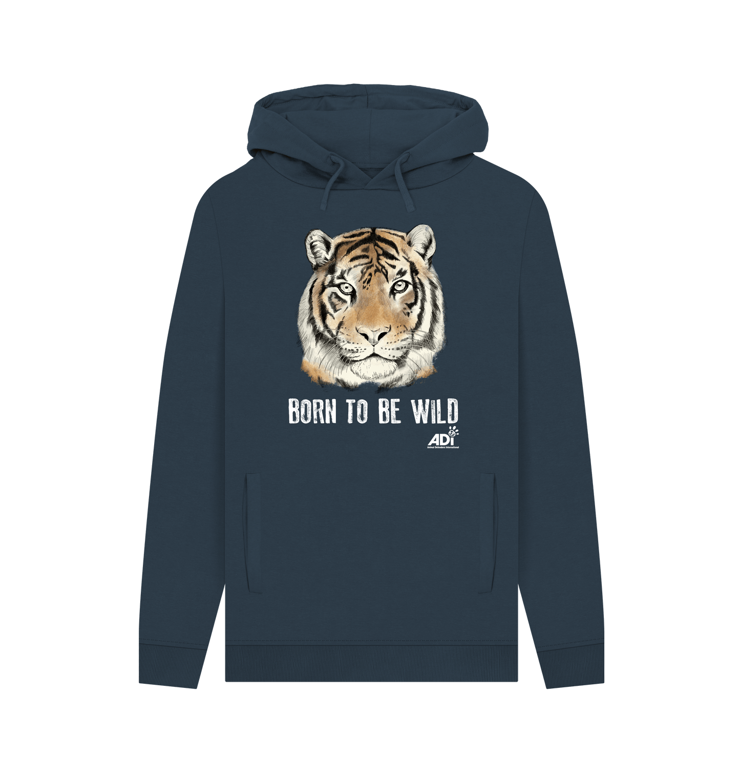 Navy Printed Hoody Front
