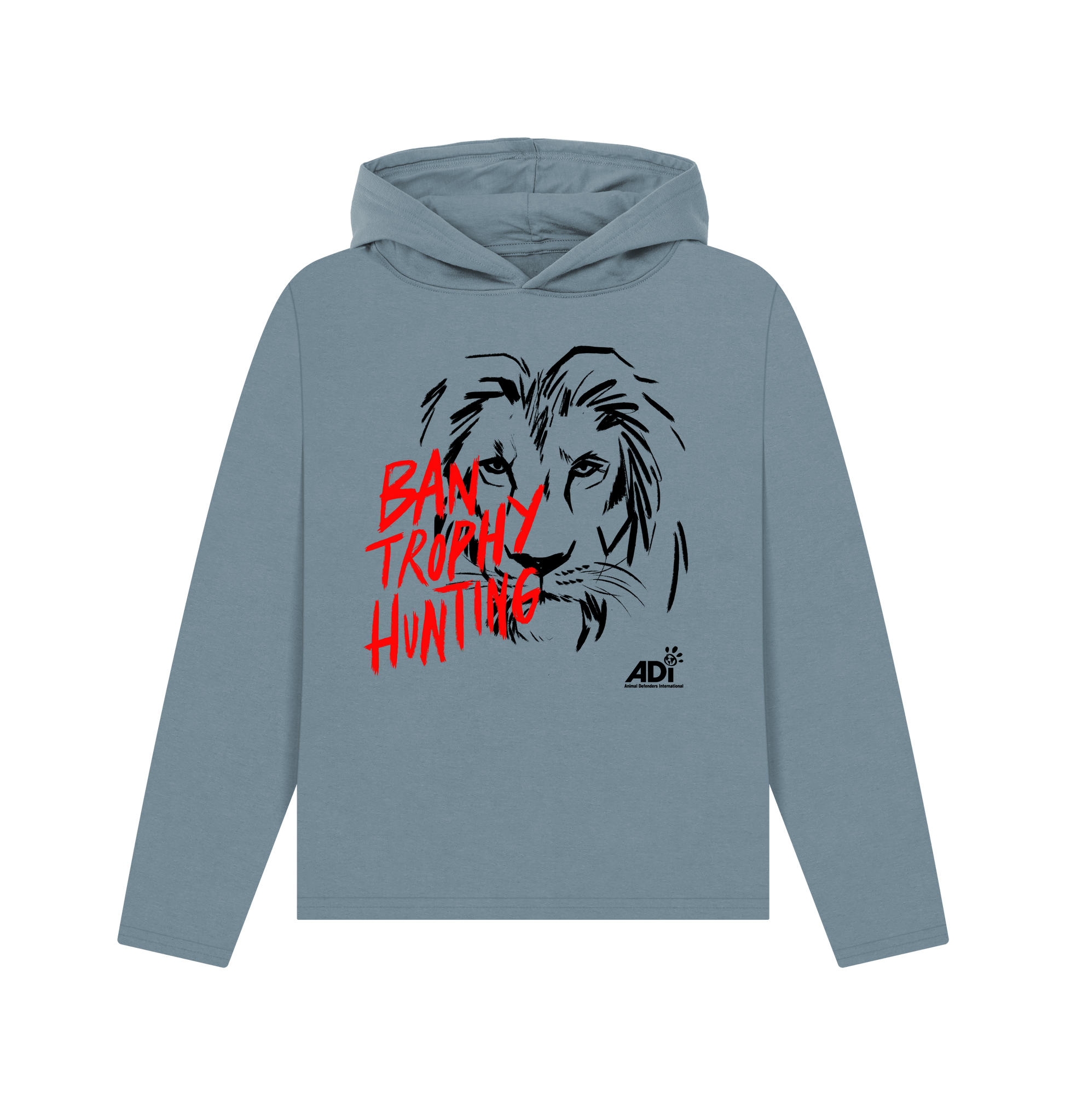 Stone Blue Printed Hoody Front