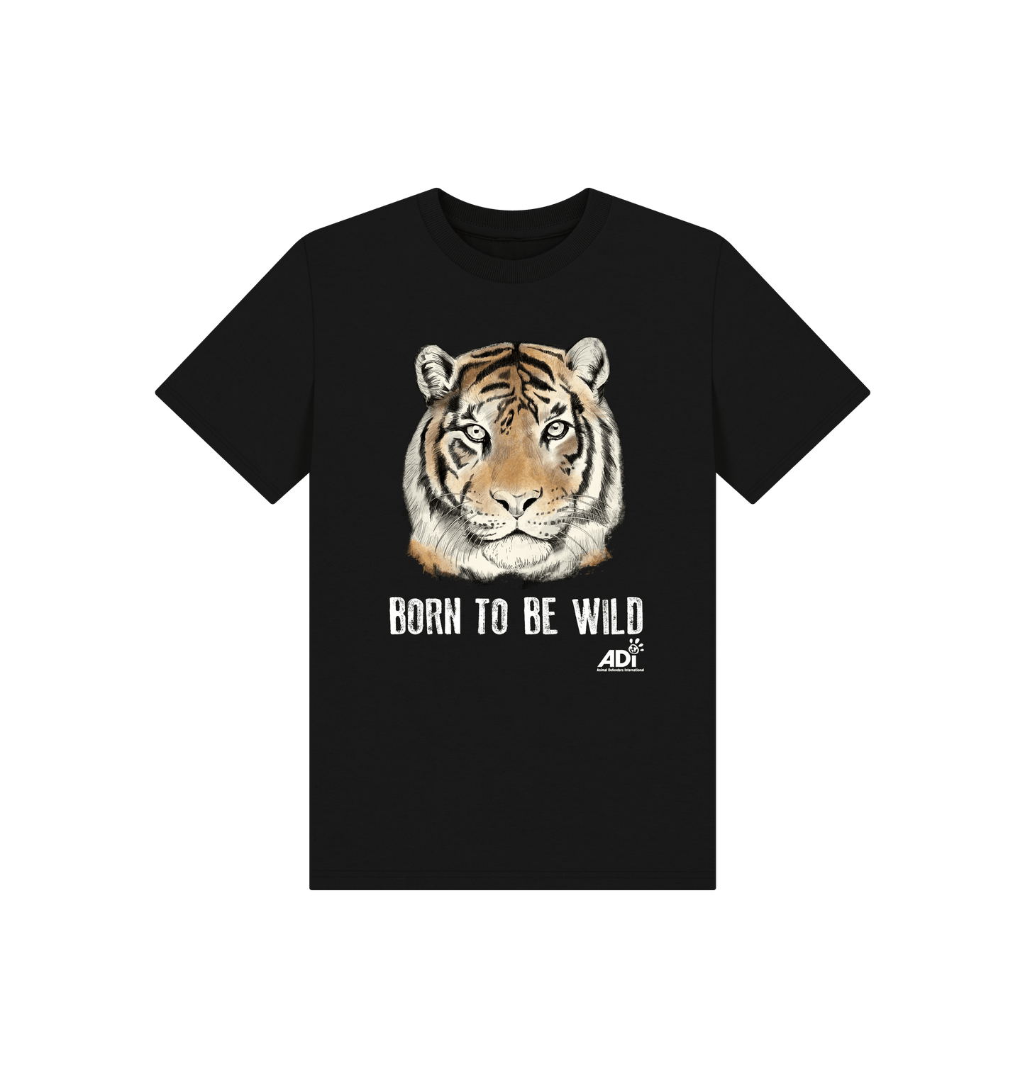 Black Printed Kids T-Shirt Front