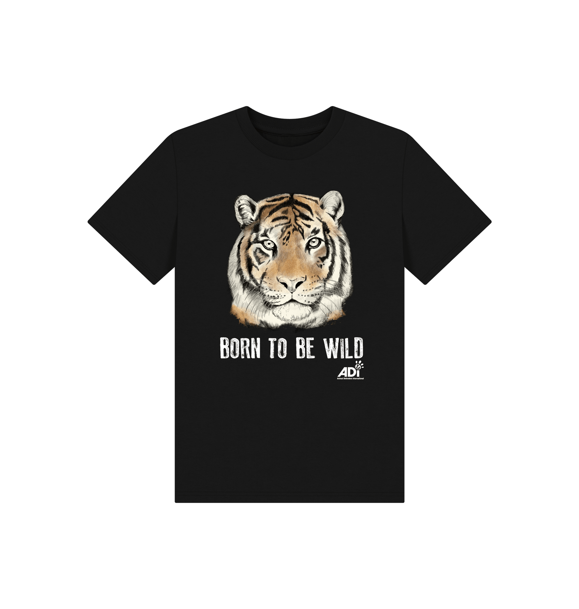 Black Printed Kids T-Shirt Front