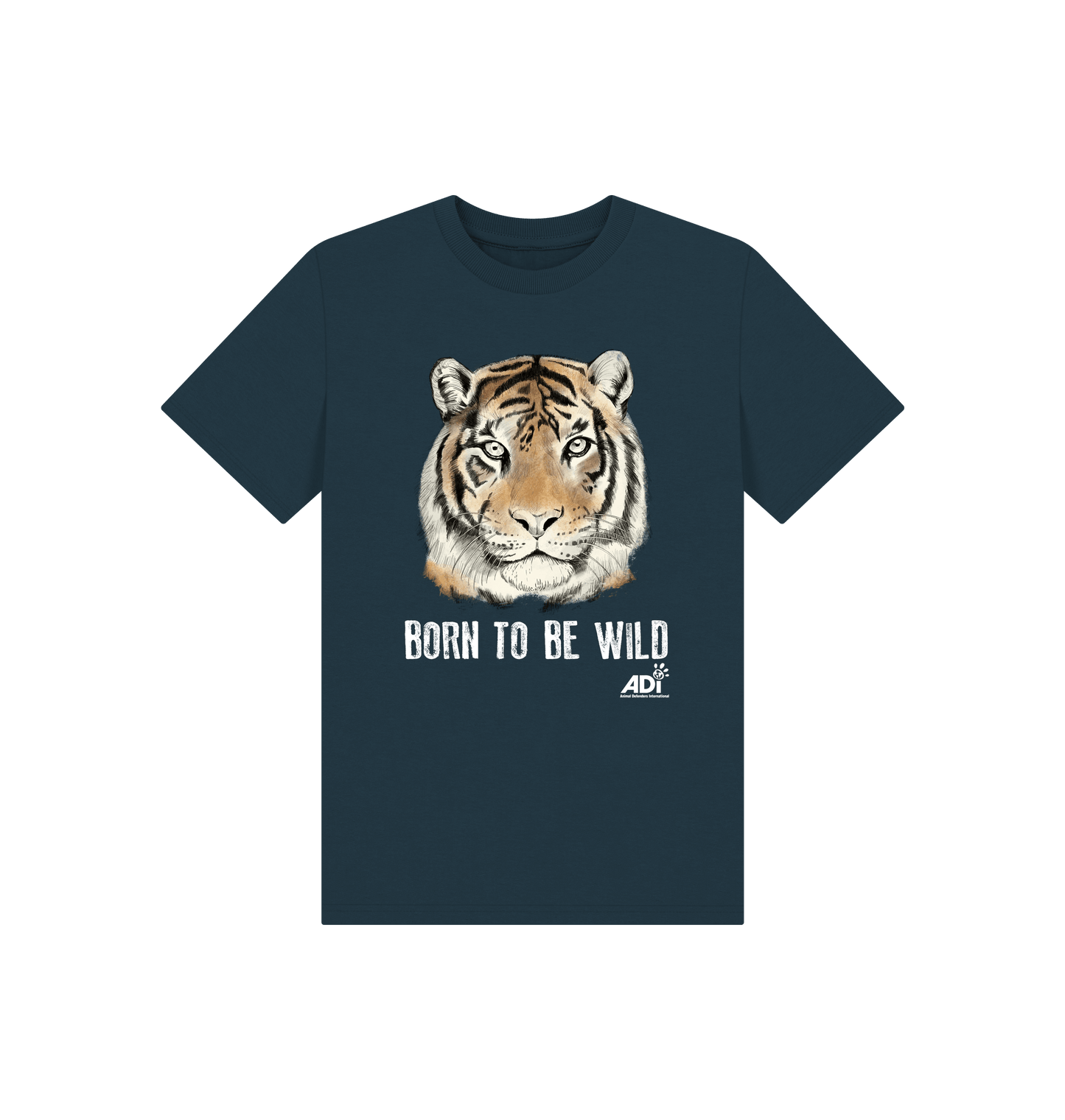 Denim Blue Printed Kids T-Shirt Front