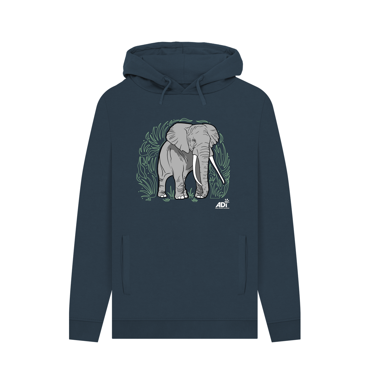 Navy Printed Hoody Front