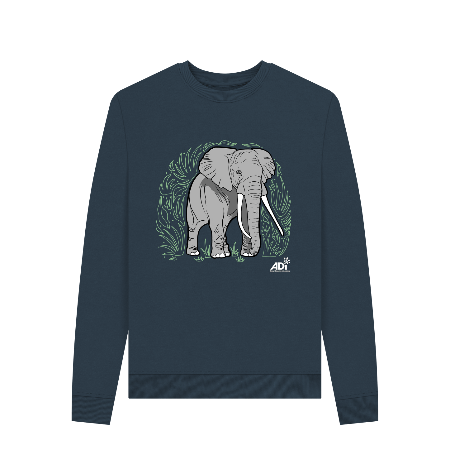 Navy Blue Printed Sweater Front