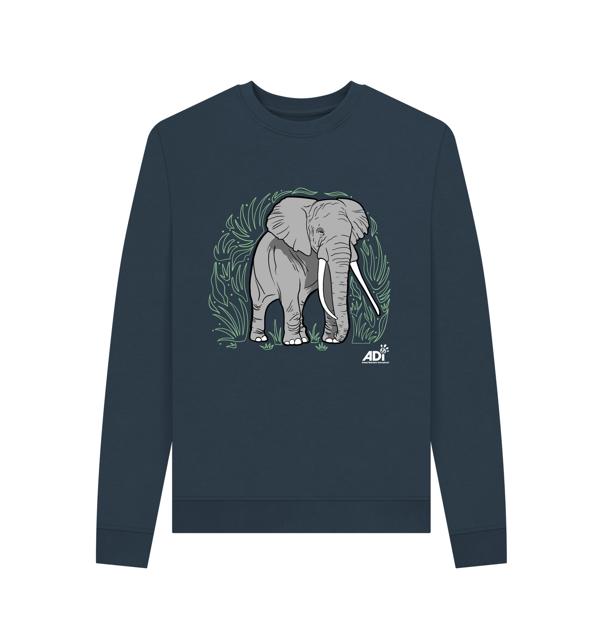Navy Blue Printed Sweater Front