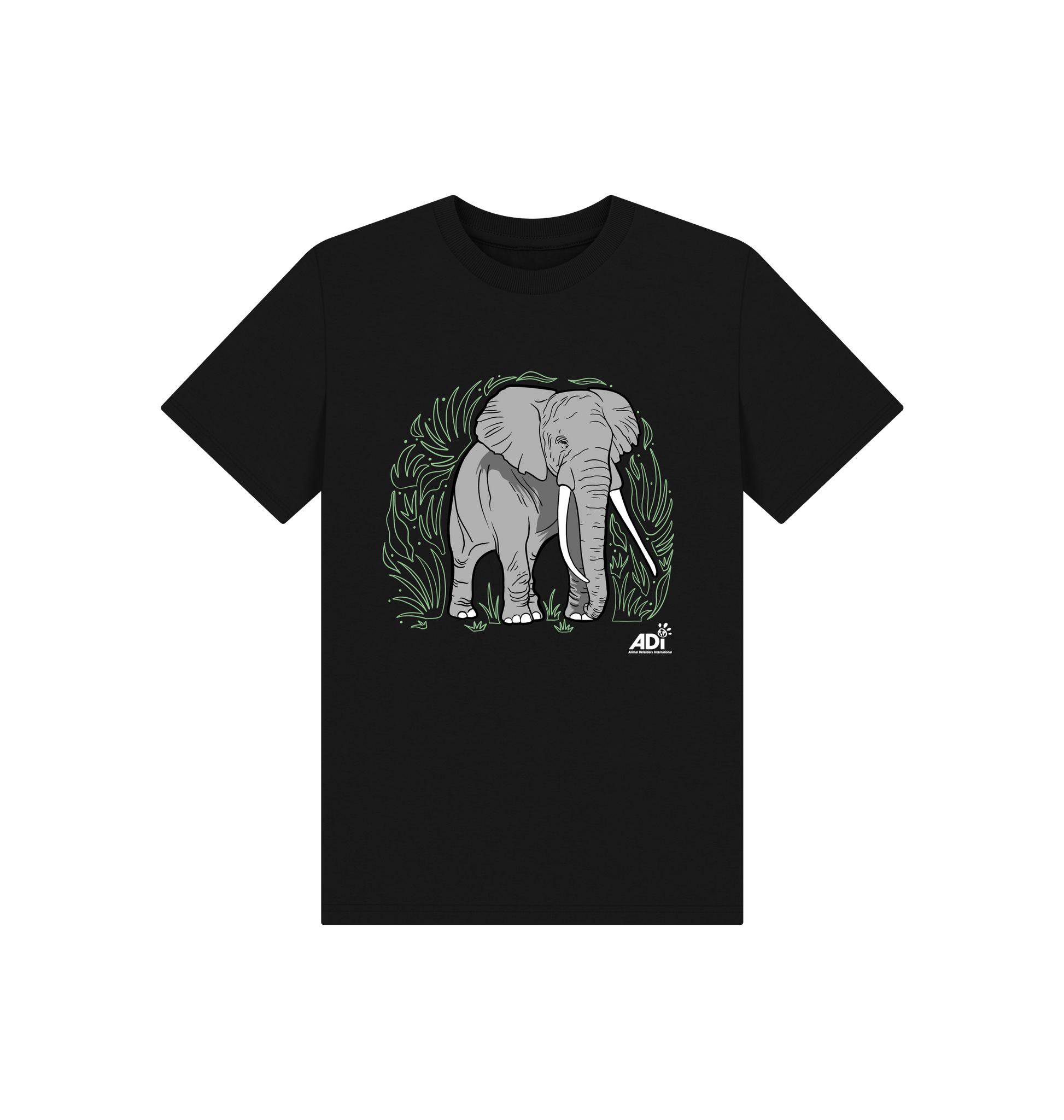 Black Printed Kids T-Shirt Front