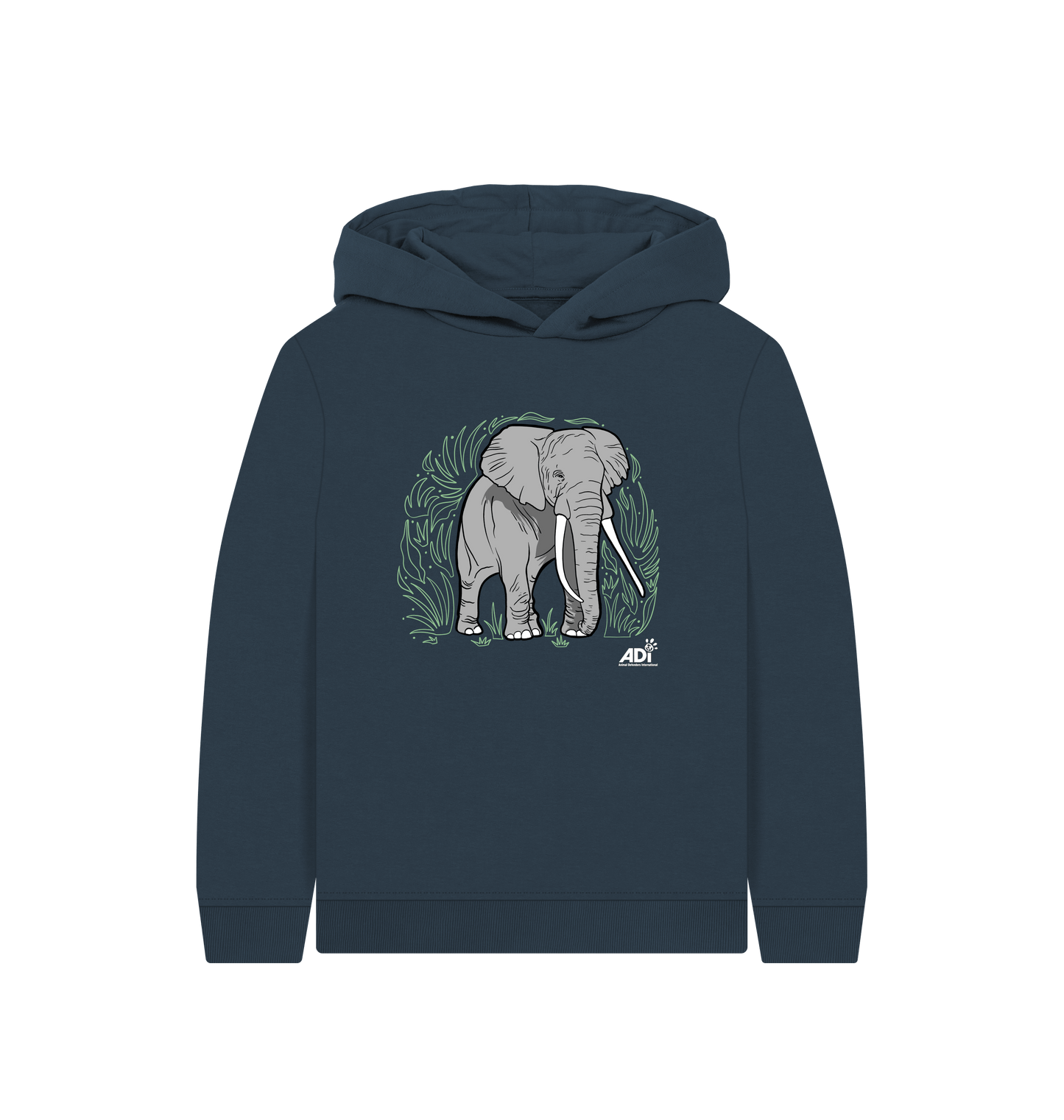 Navy Blue Printed Kids Hoodie Front