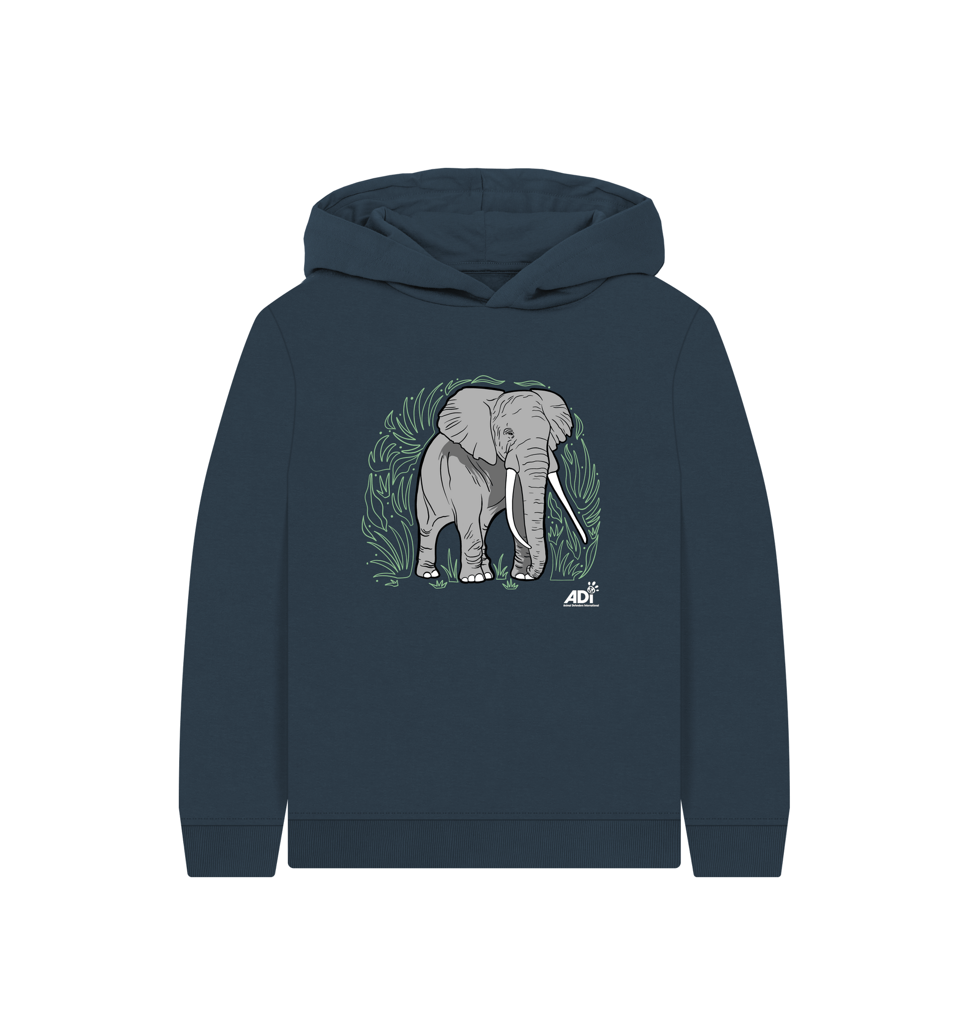 Navy Blue Printed Kids Hoodie Front