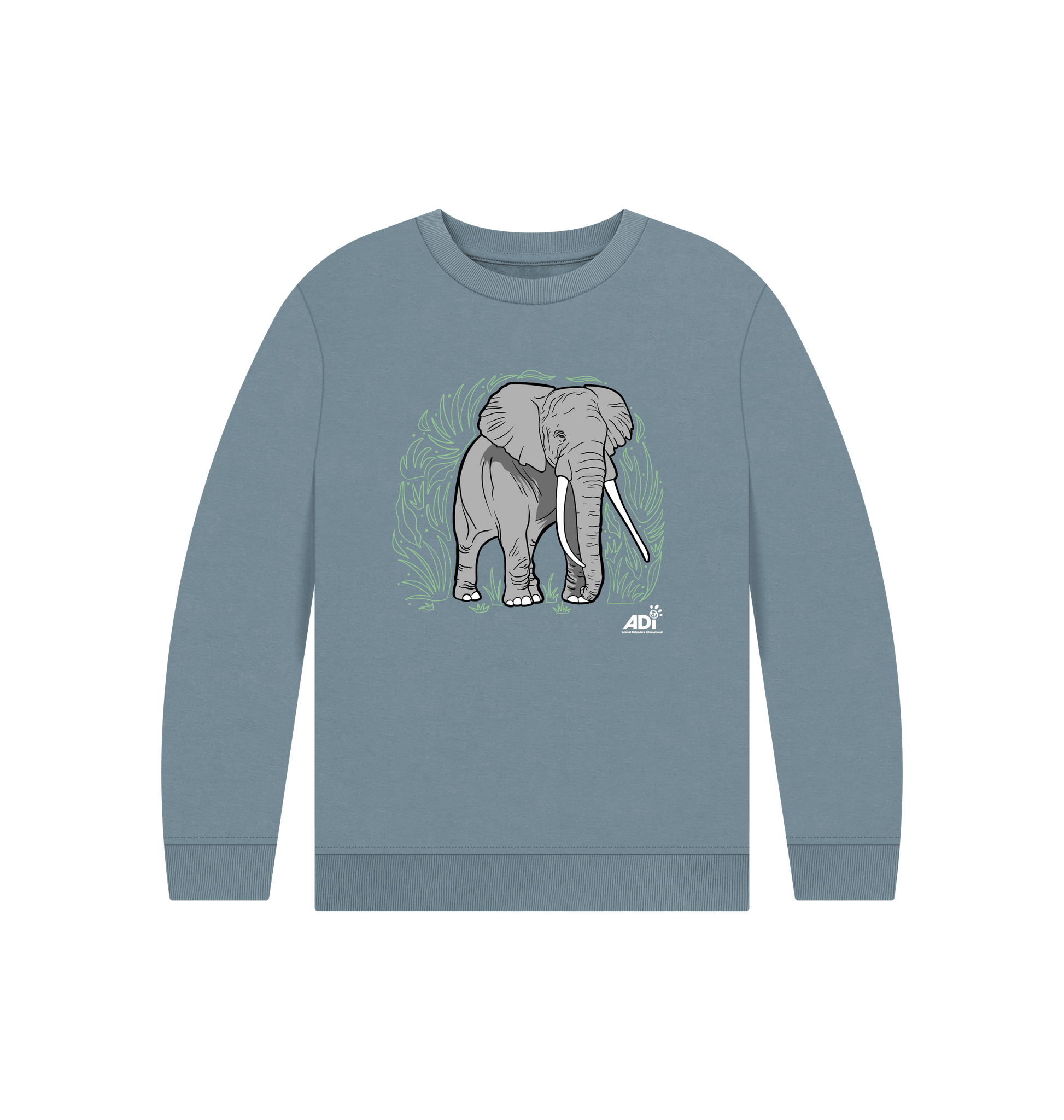 Stone Blue Printed Kids Jumper Front