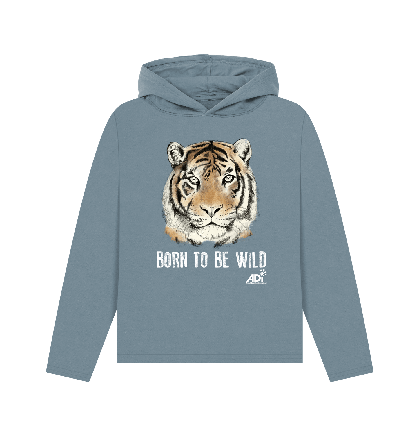 Stone Blue Printed Hoody Front