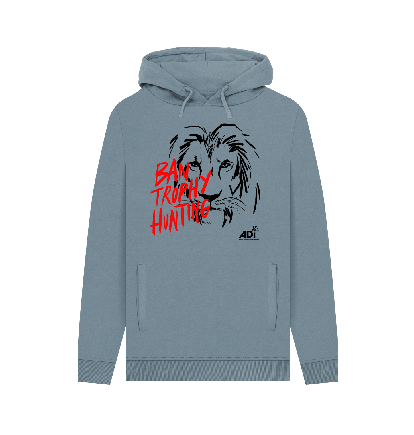 Stone Blue Printed Hoody Front