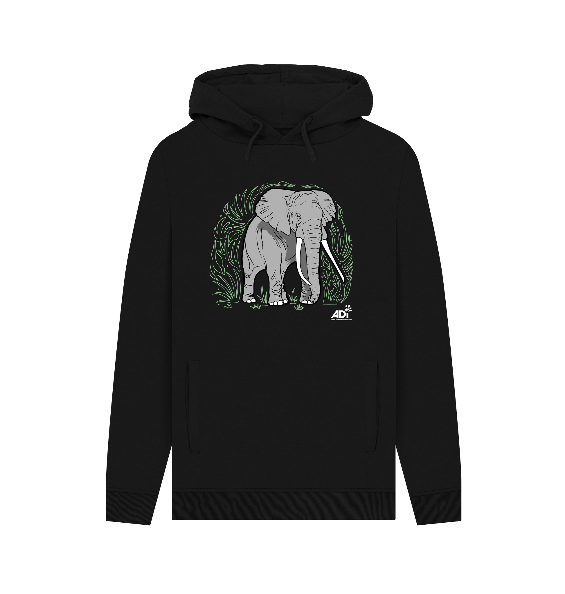Black Printed Hoody Front
