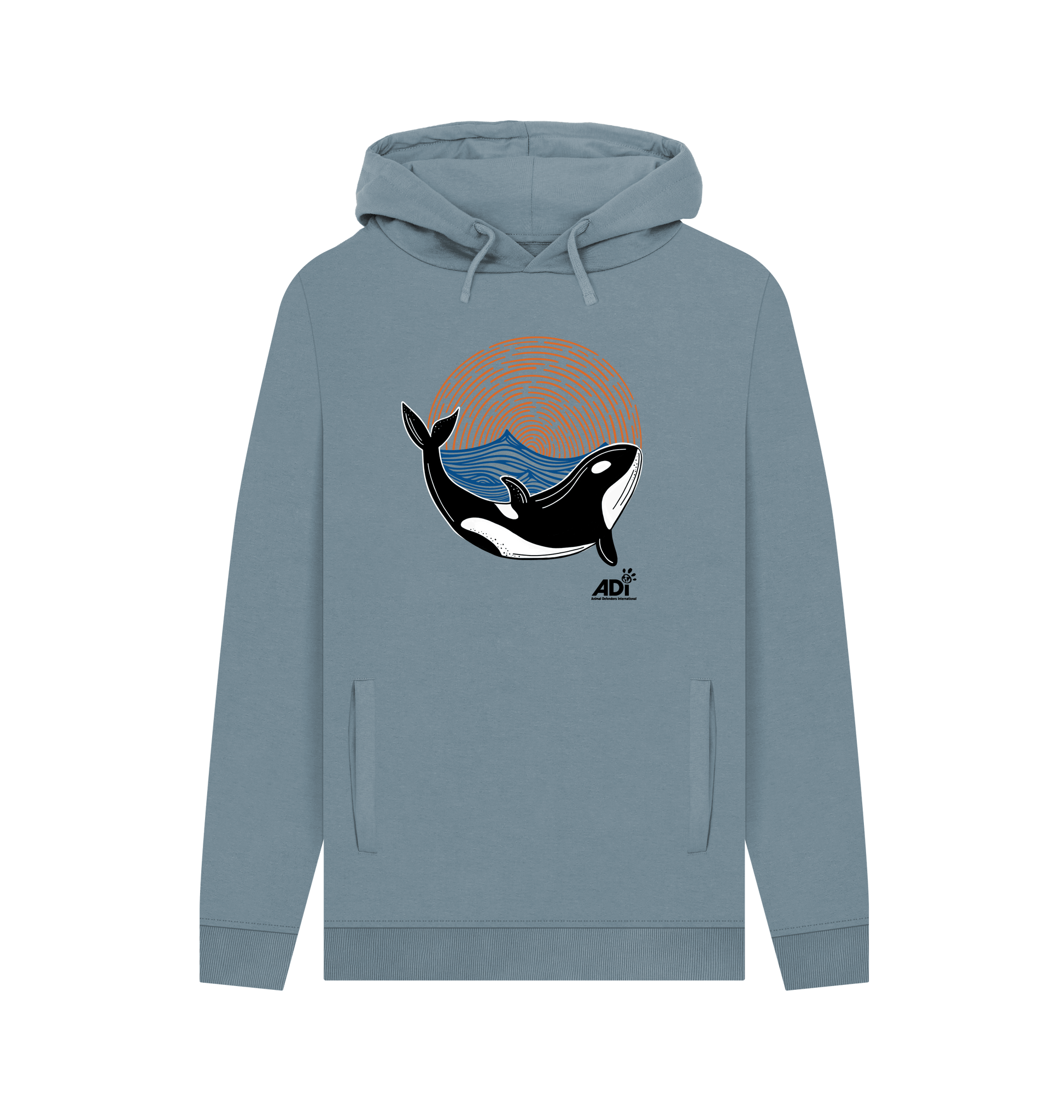 Stone Blue Printed Hoody Front