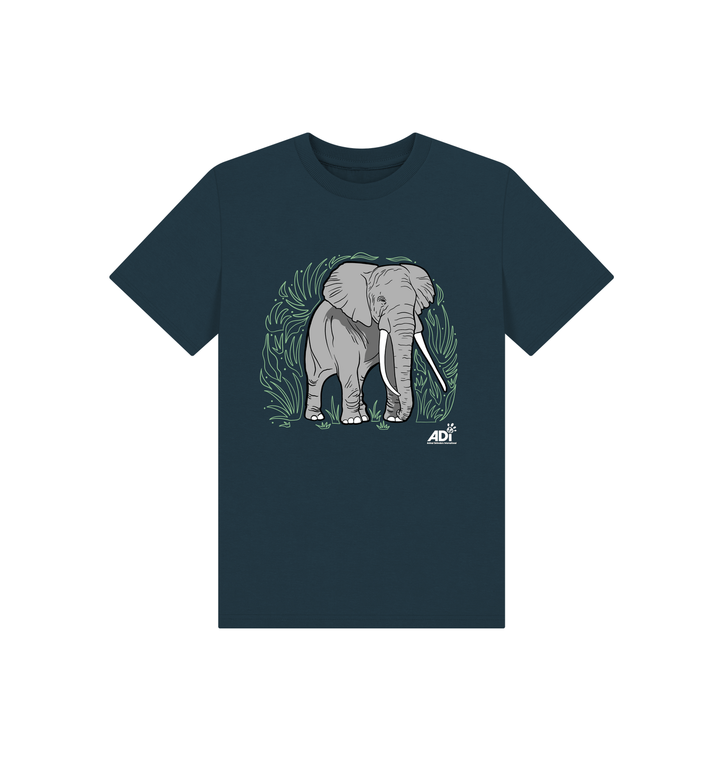 Denim Blue Printed Kids T-Shirt Front