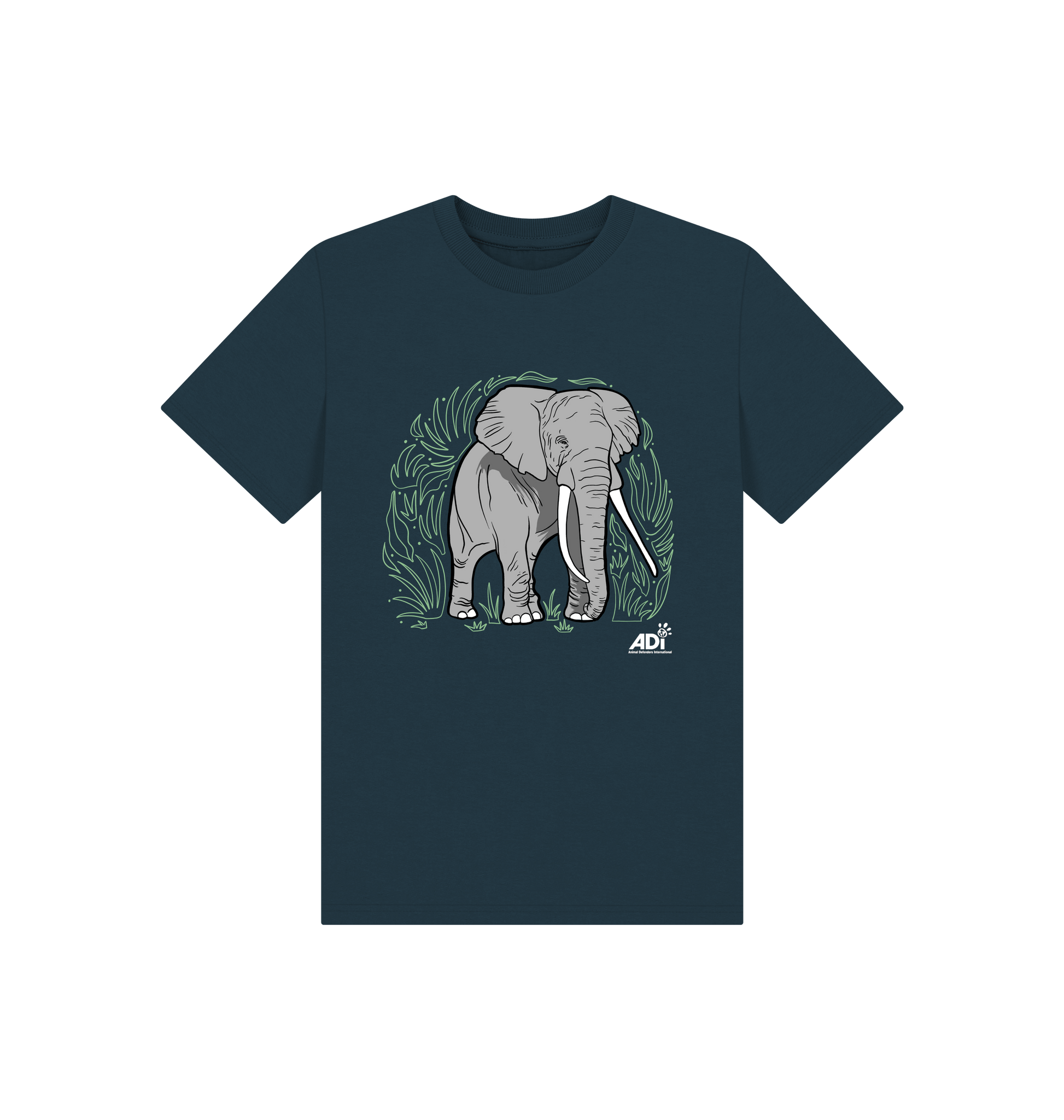 Denim Blue Printed Kids T-Shirt Front